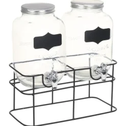 Drankdispensers 2 st met standaard 2 x 4 L glas>vidaXL Sale