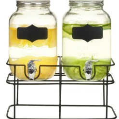Drankdispensers 2 st met standaard 2 x 4 L glas>vidaXL Sale