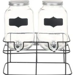 Drankdispensers 2 st met standaard 2 x 4 L glas><noscript><img width=