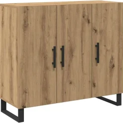 Kasten & Opbergmeubelen*vidaXL Dressoir Artisan Eiken 90 x 34 x 80 cm Bewerkt hout artisanaal eikenkleurig