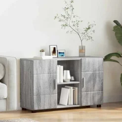 Meubelsets*vidaXL Dressoir FLORIN 88,5 x 30,5 x 55,5 cm Bewerkt hout Grijs sonoma