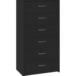 Kasten & Opbergmeubelen*vidaXL Dressoir met 6 lades 50x34x96 cm bewerkt hout Zwart