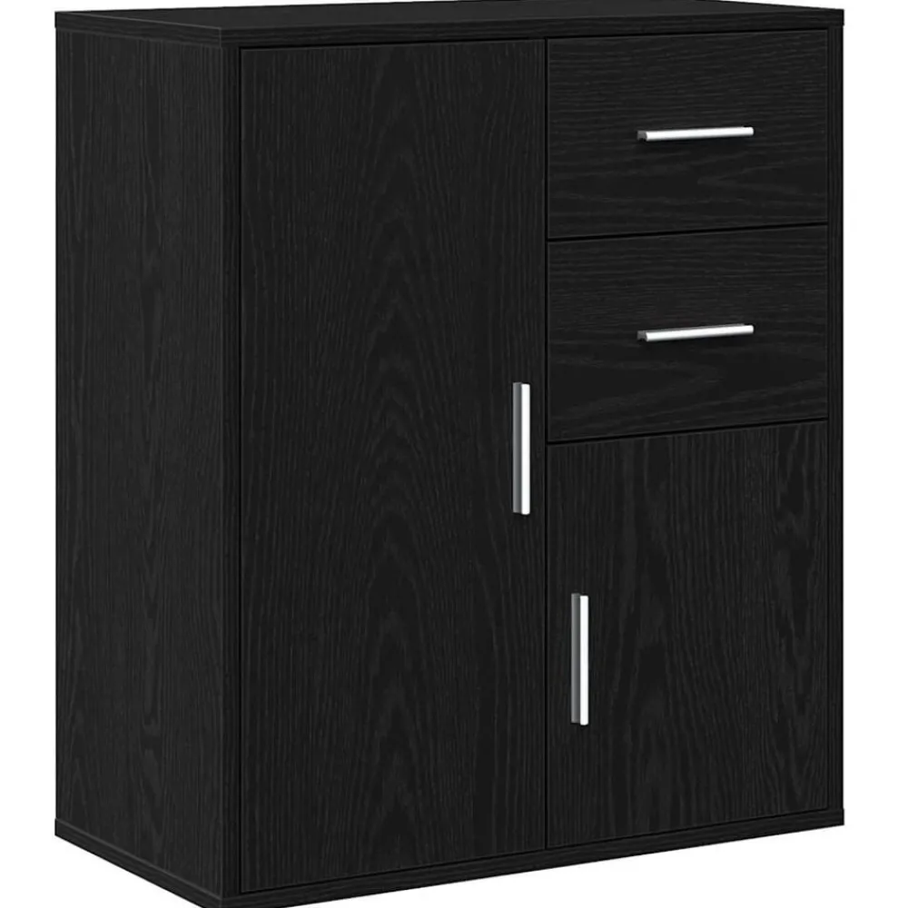 Kasten & Opbergmeubelen*vidaXL Dressoir met lade 60 x 31 x 70 cm Bewerkt hout Zwart eiken