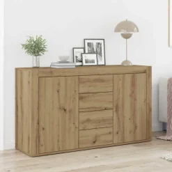 Kasten & Opbergmeubelen*vidaXL Dressoir met lade Artisan Eiken 120 x 36 x 69 cm Bewerkt hout artisanaal eikenkleurig