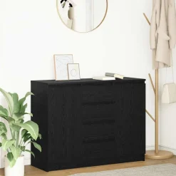 Kasten & Opbergmeubelen*vidaXL Dressoir met lades 100,5x35x76 cm spaanplaat kleurig Zwart eiken