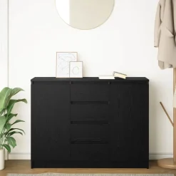 Kasten & Opbergmeubelen*vidaXL Dressoir met lades 100,5x35x76 cm spaanplaat kleurig Zwart eiken