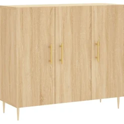 Kasten & Opbergmeubelen*vidaXL Dressoir 90x34x80 cm bewerkt hout kleurig Sonoma eiken