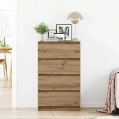 Dressoir 60x35x98,5 cm bewerkt hout artisanaal eikenkleur><noscript><img width=