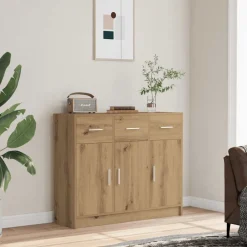 Dressoir 91x28x75 cm bewerkt hout artisanaal eikenkleur>vidaXL Discount
