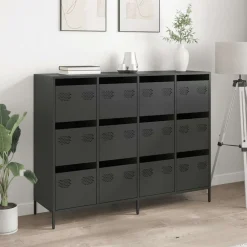 Kasten & Opbergmeubelen*vidaXL Dressoir 135x39x103,5 cm koudgewalst staal Zwart
