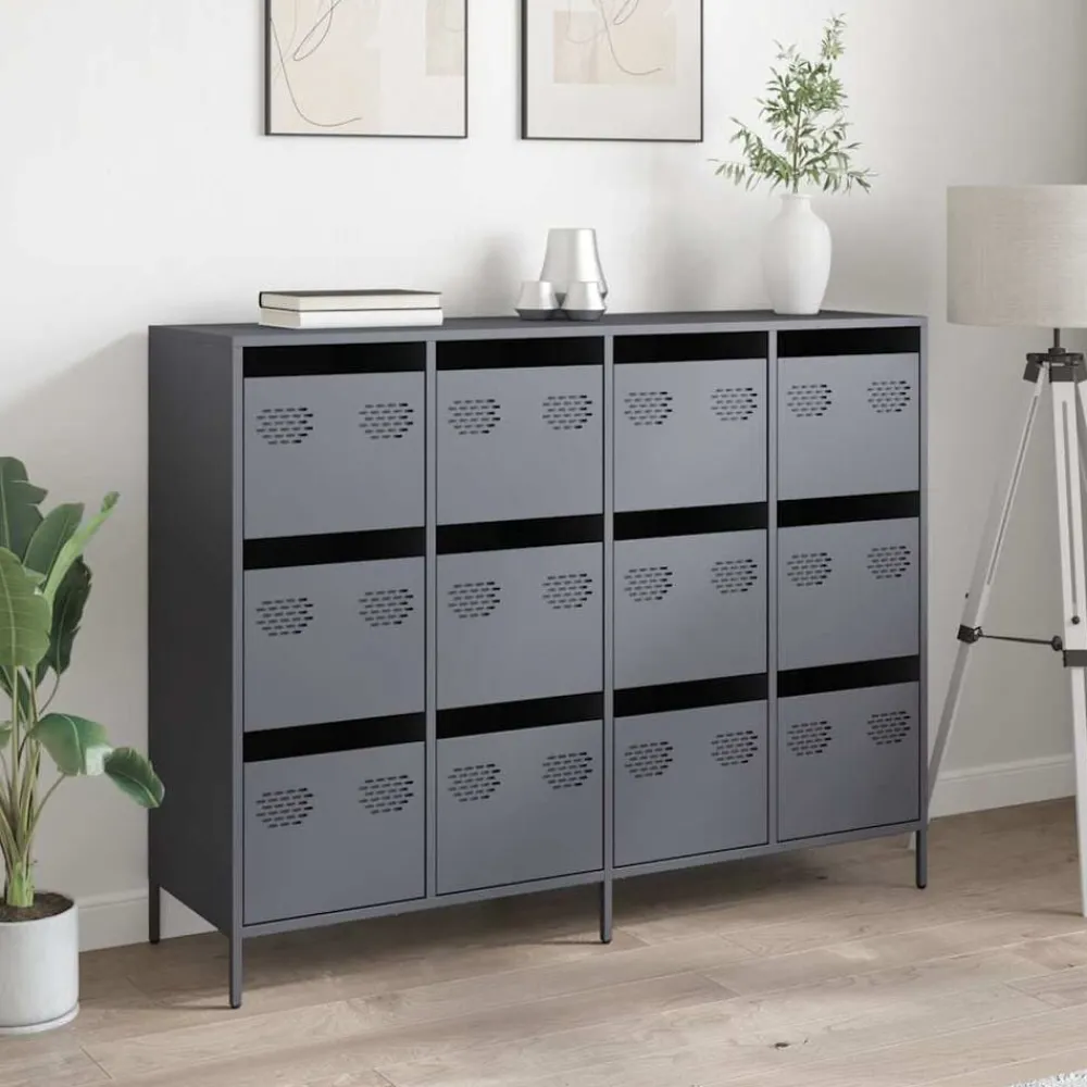 Kasten & Opbergmeubelen*vidaXL Dressoir 135x39x103,5 cm koudgewalst staal kleurig Antraciet