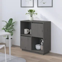 Kasten & Opbergmeubelen*vidaXL Dressoir 74x35x80 cm massief grenenhout Grijs