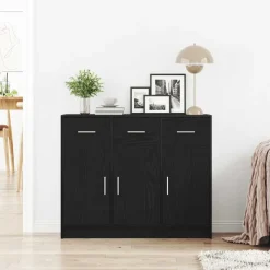 Kasten & Opbergmeubelen*vidaXL Dressoir 91x28x75 cm Engineered Wood Zwart eiken