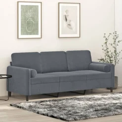 Driezitsbank met sierkussens 180 cm fluweel>vidaXL New