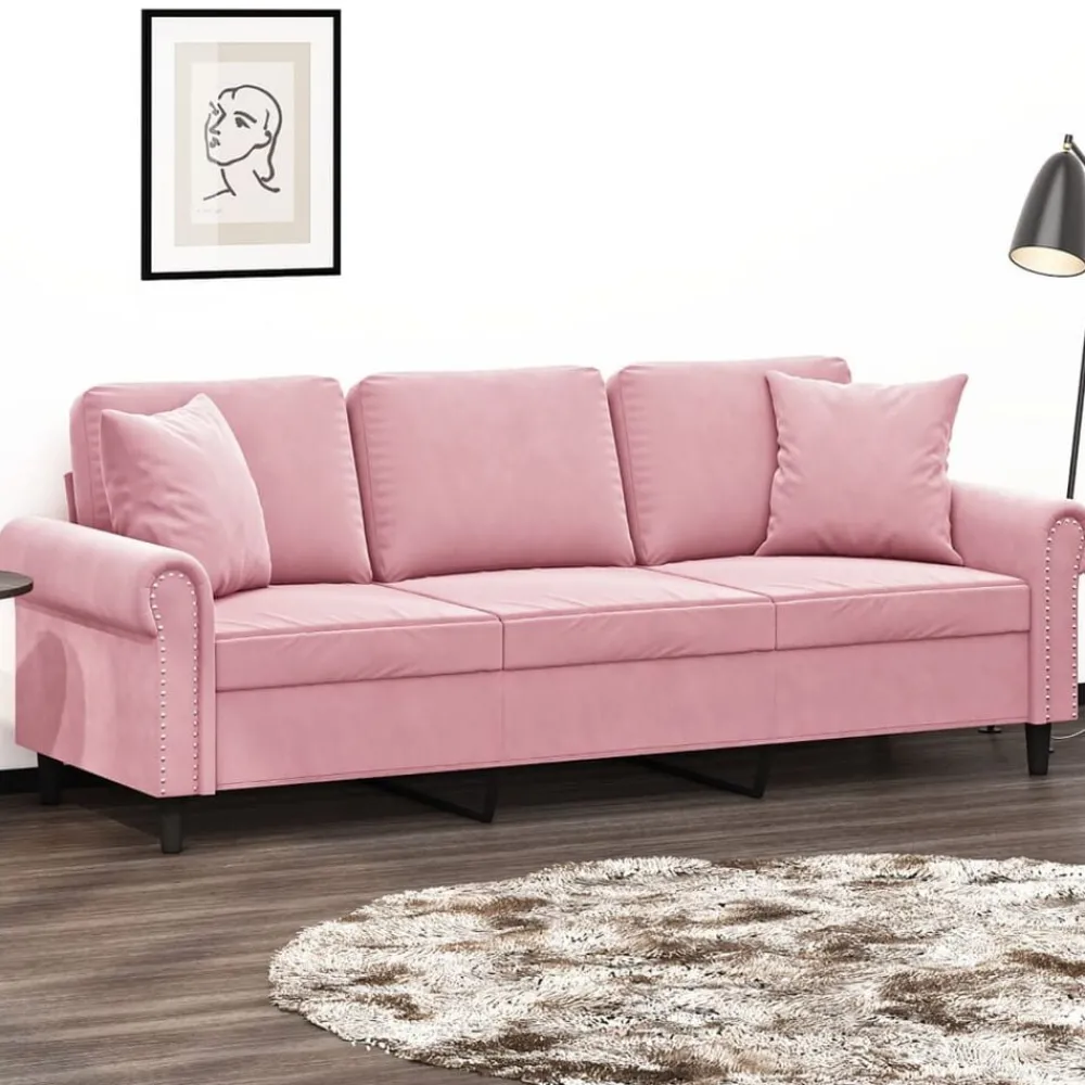 Driezitsbank met sierkussens 180 cm fluweel>vidaXL Online