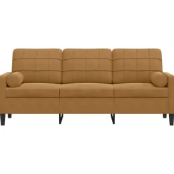 Banken*vidaXL Driezitsbank met sierkussens 180 cm fluweel Bruin