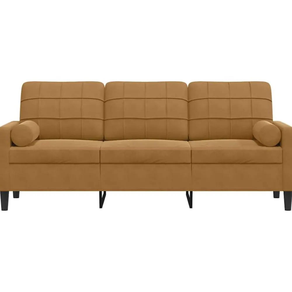Banken*vidaXL Driezitsbank met sierkussens 180 cm fluweel Bruin