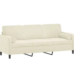 Banken*vidaXL Driezitsbank met sierkussens 180 cm fluweel crèmekleurig Cr&egrave;me