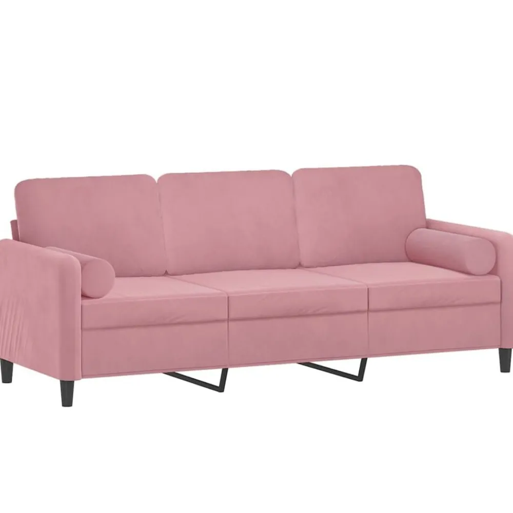 Banken*vidaXL Driezitsbank met sierkussens 180 cm fluweel Roze