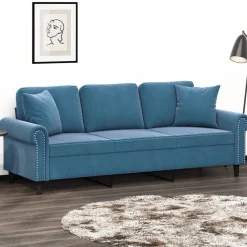 Driezitsbank met sierkussens 180 cm fluweel>vidaXL Outlet