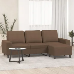 Banken*vidaXL Driezitsbank met voetenbank 180 cm stof Bruin