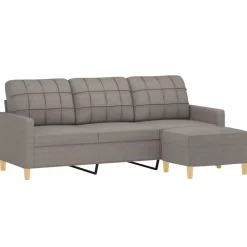 Banken*vidaXL Driezitsbank met voetenbank 180 cm stof Taupe