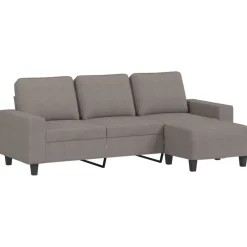 Banken*vidaXL Driezitsbank met voetenbank 180 cm stof Taupe