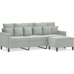 Driezitsbank met voetenbank 180 cm fluweel blauw>vidaXL Sale