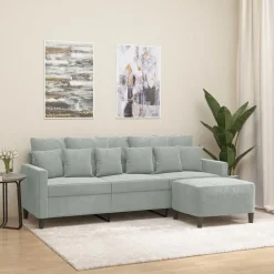 Driezitsbank met voetenbank 180 cm fluweel blauw>vidaXL Sale