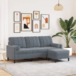 Driezitsbank met voetenbank 180 cm fluweel>vidaXL Sale