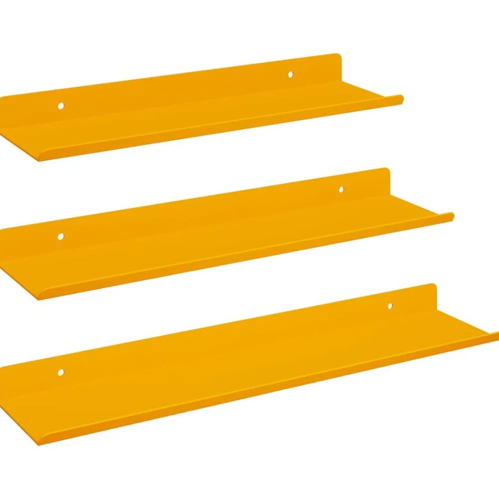 Boekenkasten & Wandplanken*vidaXL Drijvende plank 3 pcs 40 x 9 x 2,5 cm Staal Mosterdgeel