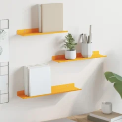 Boekenkasten & Wandplanken*vidaXL Drijvende plank 3 pcs 40 x 9 x 2,5 cm Staal Mosterdgeel