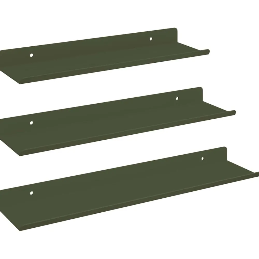 Boekenkasten & Wandplanken*vidaXL Drijvende plank 3 pcs Olijf Groen 40 x 9 x 2,5 cm Staal Olijfgroen