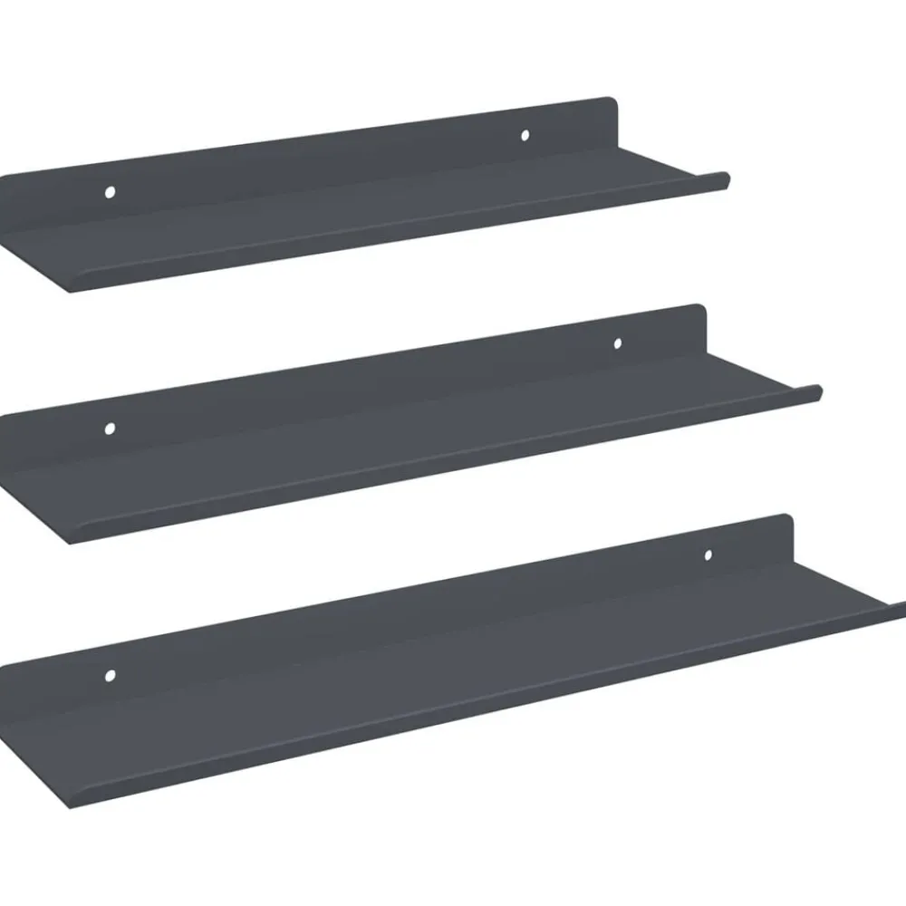 Boekenkasten & Wandplanken*vidaXL Drijvende plank 3 pcs 40 x 9 x 2,5 cm Staal Antraciet