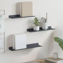 Boekenkasten & Wandplanken*vidaXL Drijvende plank 3 pcs 40 x 9 x 2,5 cm Staal Antraciet