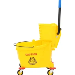 Schoonmaakkarren En -Wagens*vidaXL Dweilemmer met wringer en wielen 36 L polypropeen geel