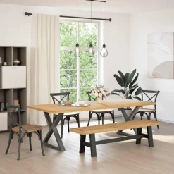Eetbank NOAIN A-vormige poten 180x40x45 cm massief hout>vidaXL Hot