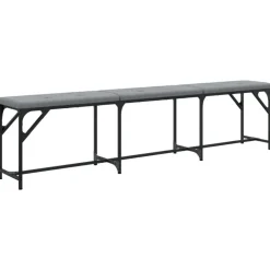 Bankjes*vidaXL Eetkamerbank 186x32x45 cm staal en stof Lichtgrijs