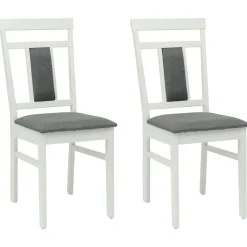 Stoelen*vidaXL Eetkamerstoel 2 pcs Massief Rubberhout Wit en grijs