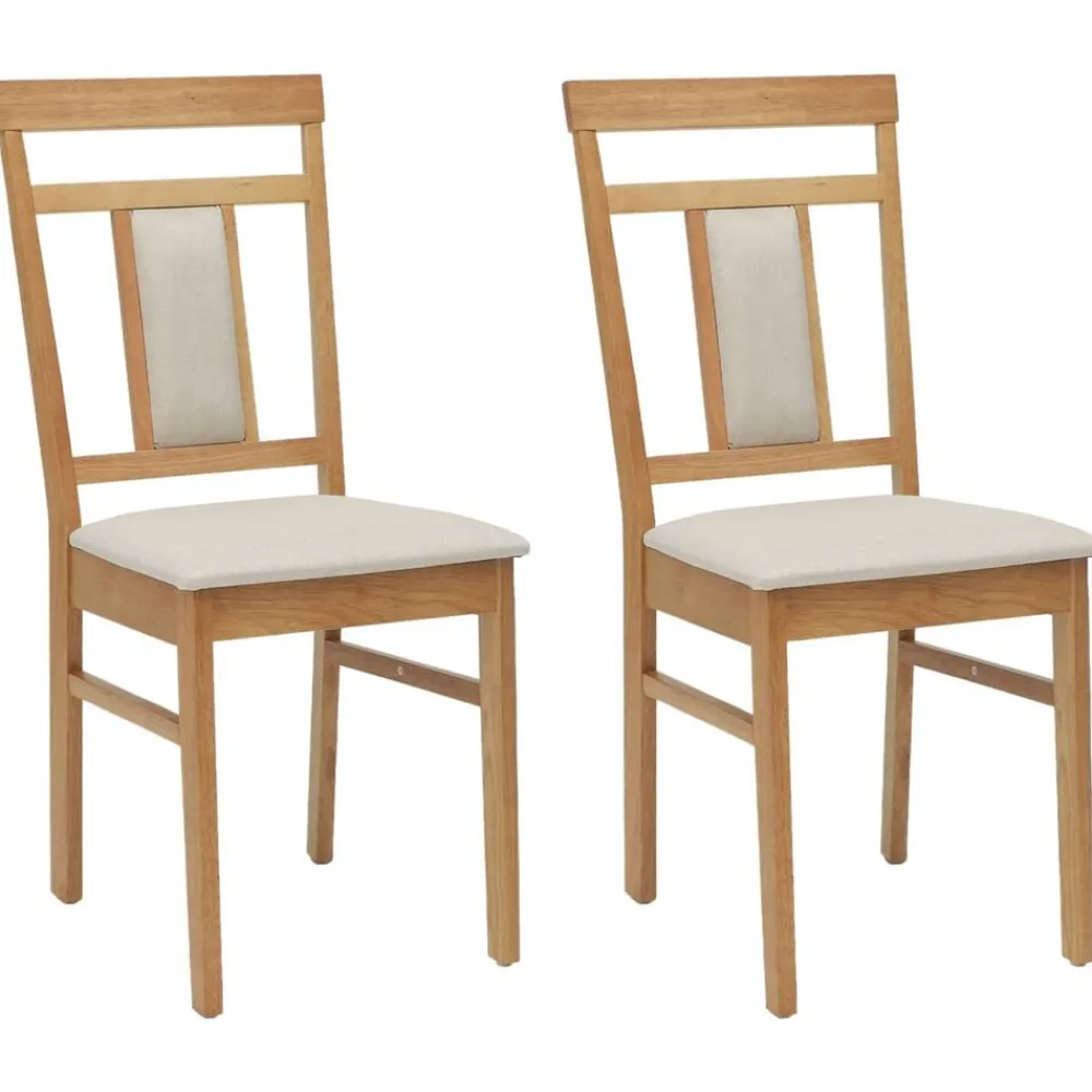 Stoelen*vidaXL Eetkamerstoel 2 pcs Massief Rubberhout Natuurlijk en licht