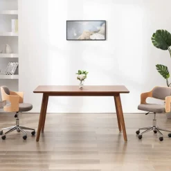 Eetkamerstoel draaibaar gebogen hout en stof>vidaXL Online