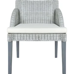 Stoelen*vidaXL Eetkamerstoel met kussen natuurlijk rattan Grijs