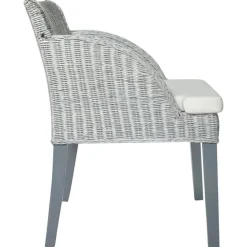Stoelen*vidaXL Eetkamerstoel met kussen natuurlijk rattan Grijs