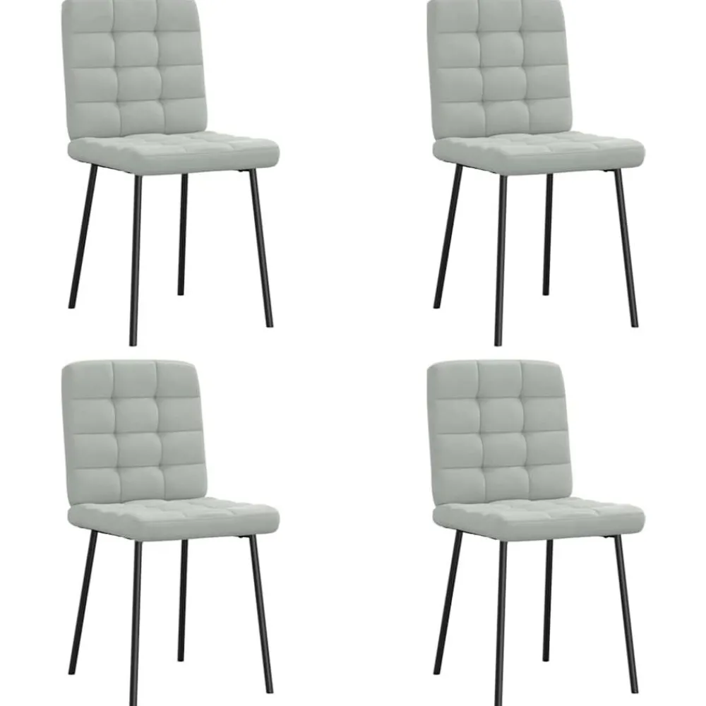 Stoelen*vidaXL Eetkamerstoelen 4 st fluweel Lichtgrijs