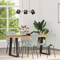 Stoelen*vidaXL Eetkamerstoelen 4 st fluweel Lichtgrijs