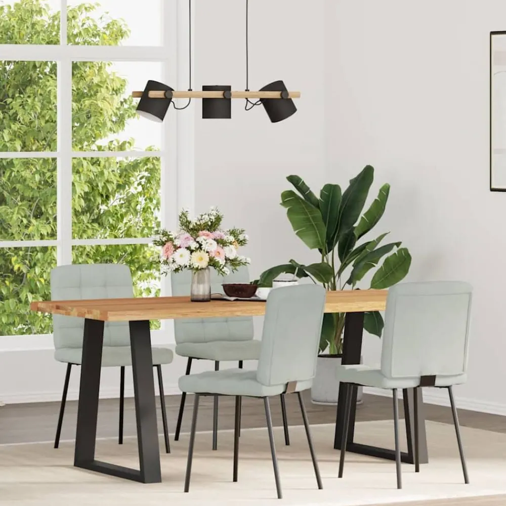 Stoelen*vidaXL Eetkamerstoelen 4 st fluweel Lichtgrijs