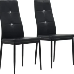 Stoelen*vidaXL Eetkamerstoelen 2 st kunstleer Zwart