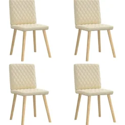 Stoelen*vidaXL Eetkamerstoelen 4 st stof crèmekleurig