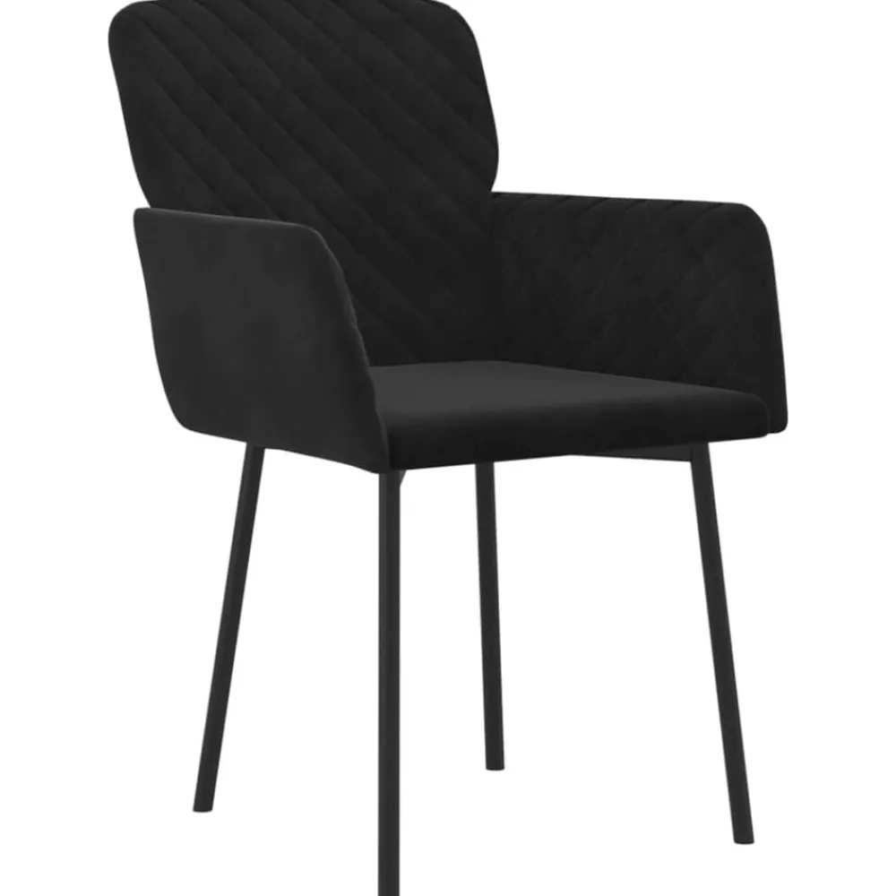 Stoelen*vidaXL Eetkamerstoelen 2 st fluweel Zwart