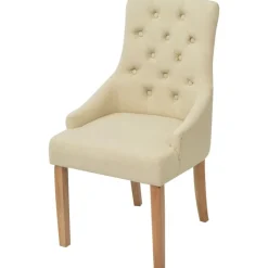 Stoelen*vidaXL Eetkamerstoelen 2 st stof crèmekleurig Cr&egrave;me